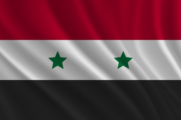 Realistic waving flag of Syria swaying in wind Silk wavy Syria flag