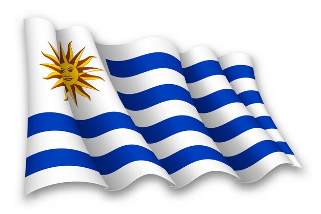 Vector realistic waving flag of uruguay