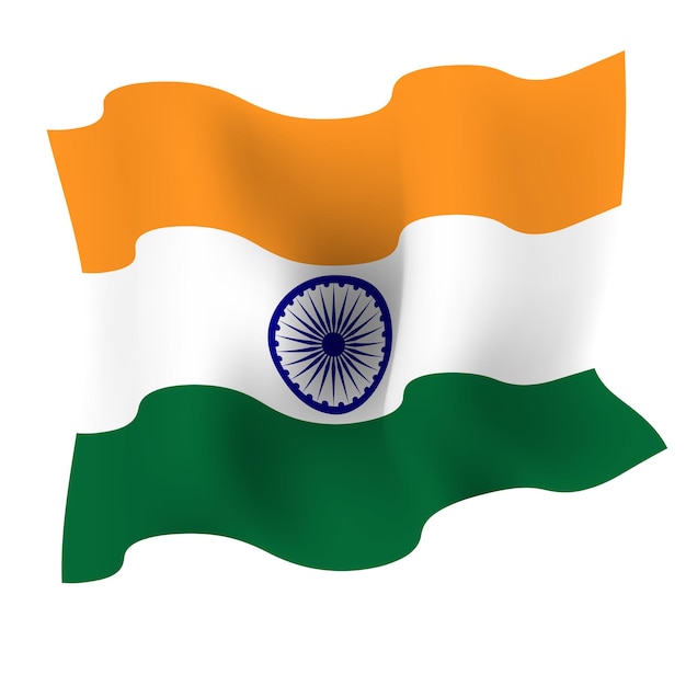 Realistic Wavy National Indian Flag