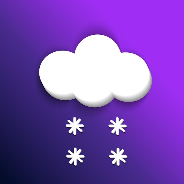 Realistic Weather Icon  A cloud with snow Illustration on a purple background