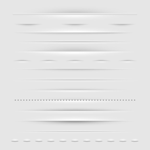 Vector realistic web dividers horizontal empty paper form elements decorative horizontal ribbons and folds for web design vector set of horizontal realistic grey border illustration