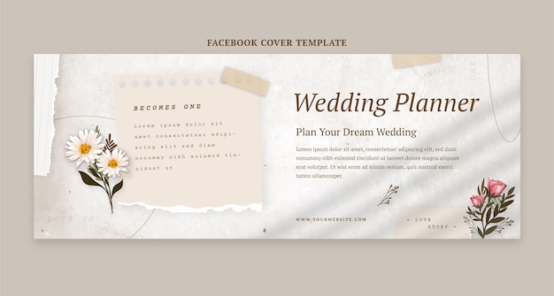 Vector realistic wedding planner facebook cover