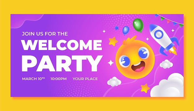 Vector realistic welcome party facebook cover