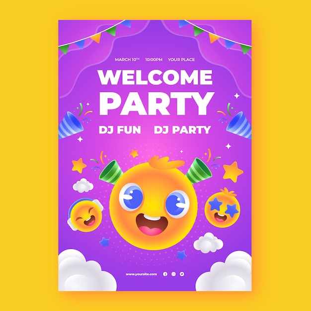 Realistic welcome party poster template