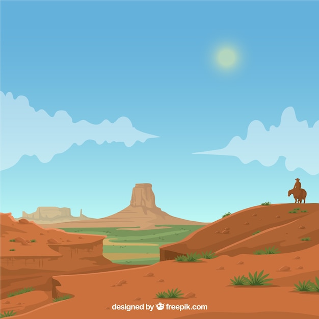 Realistic western background with cowboy