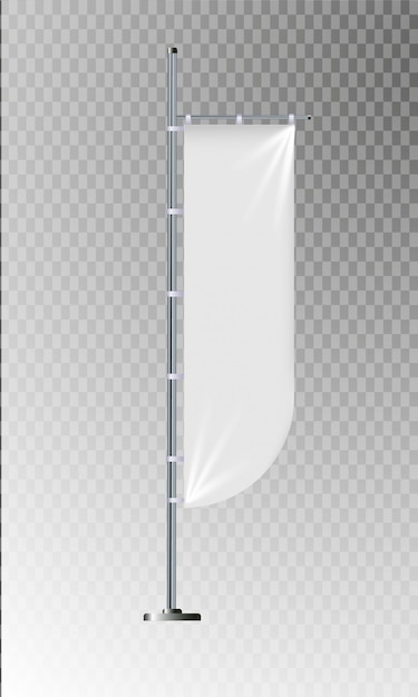 Realistic white advertising textile flags and banners illustration