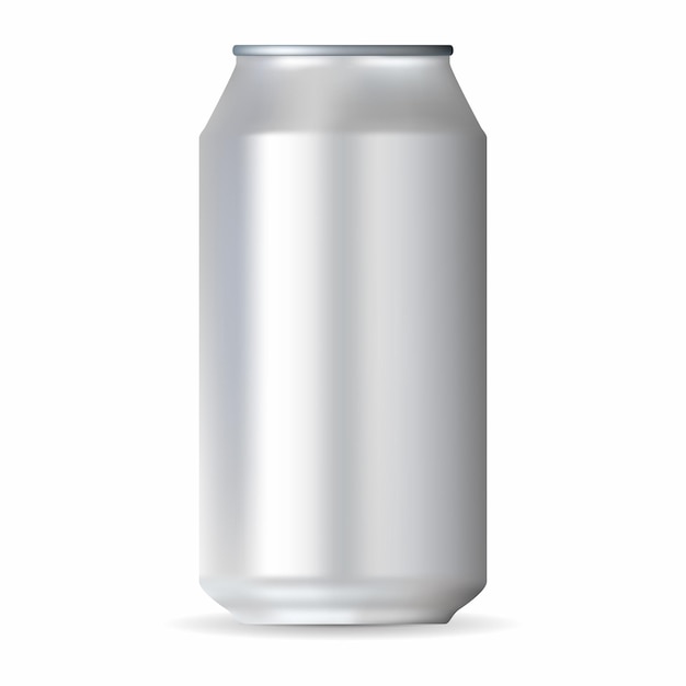 Vector realistic white aluminum can isolated on a white background