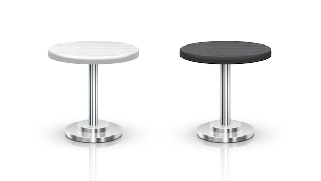 ベクトル リアルな白と黒の片足丸テーブル