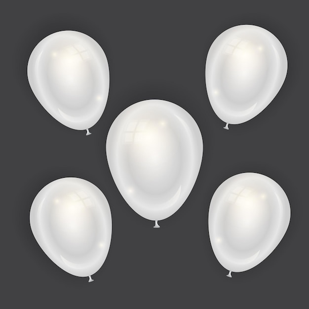 Realistic white balloons illustration on isolated background