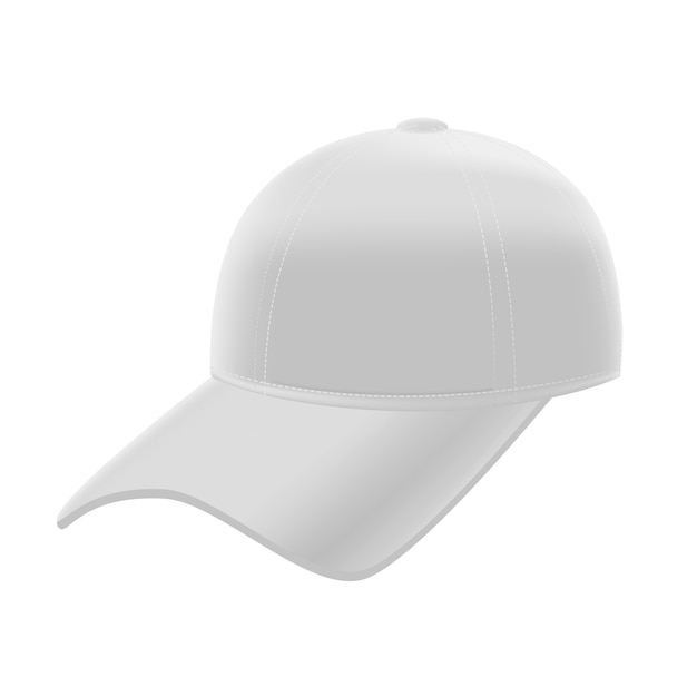 Realistic White Baseball Cap Template