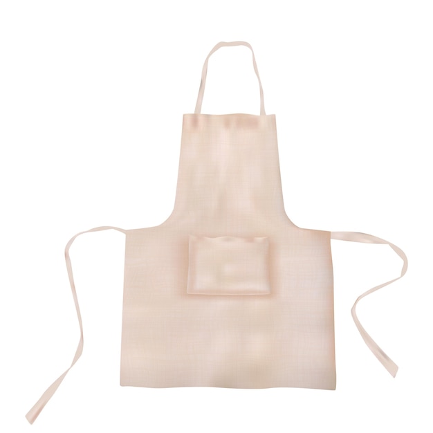 Vector realistic white blank apron mock up with fabric texture isolated from background
