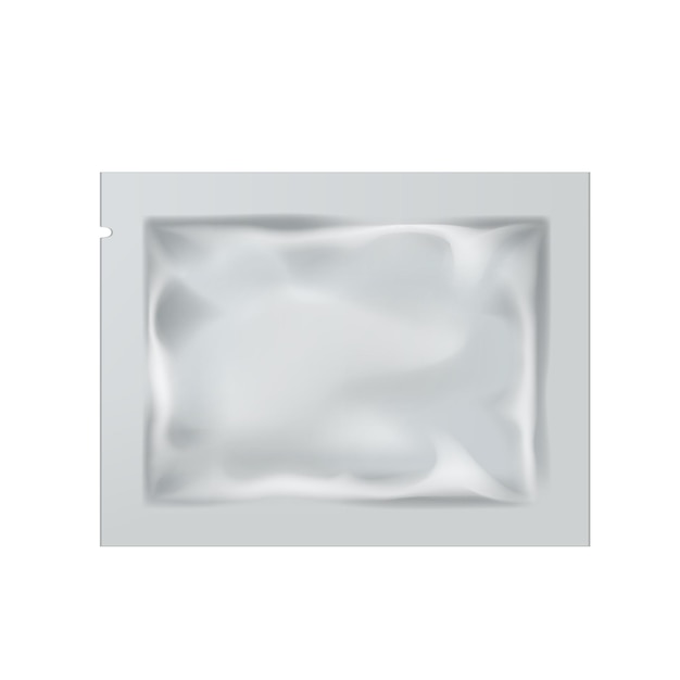 Vector realistic white blank foil packaging for wet wipes