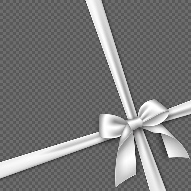 Vector realistic white bow and ribbon. illustration.