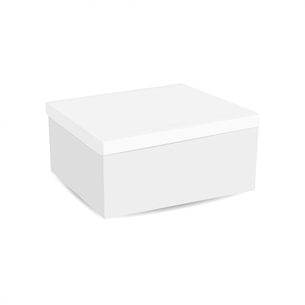 Vector realistic white box isolated on white background. 3d illustration