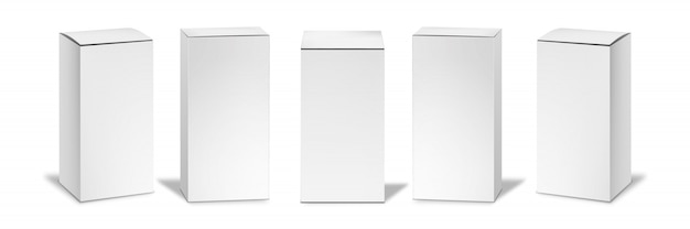 Set di scatole bianche realistiche insieme