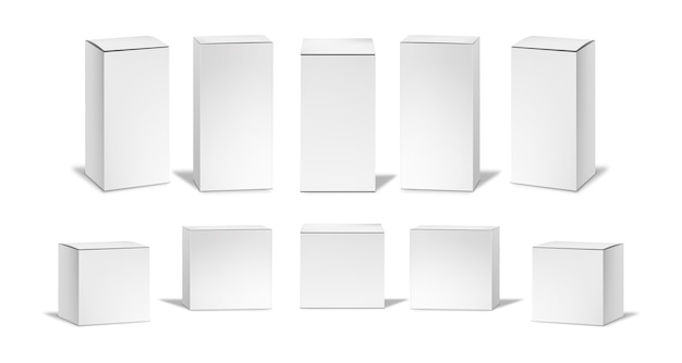 Realistic white boxes set.