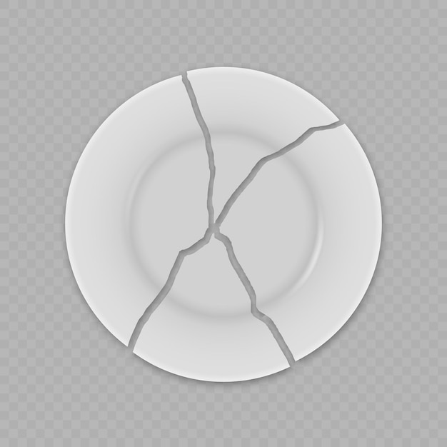 Vector realistic white broken plate dish