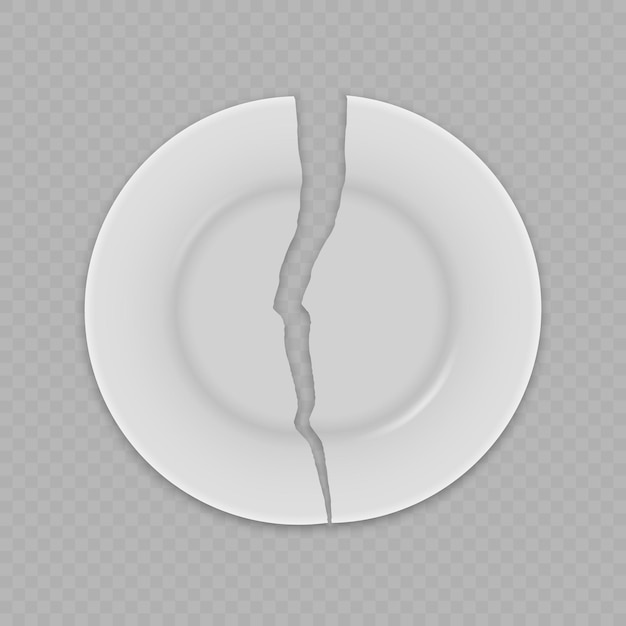 Vector realistic white broken plate dish