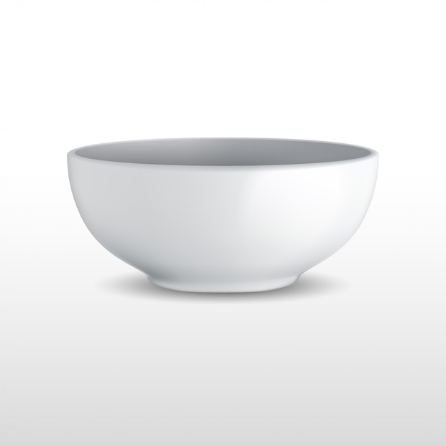 Vector realistic white ceramic bowl