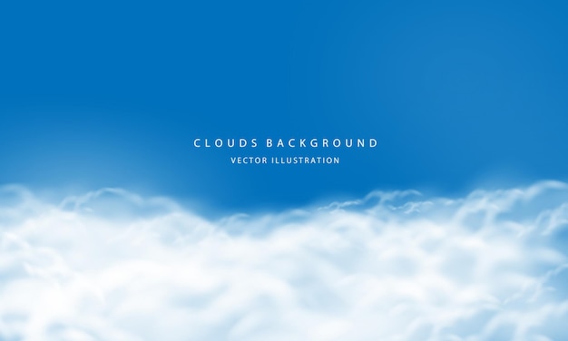 Realistic white cloud fog smoke on blue sky blank space background vector