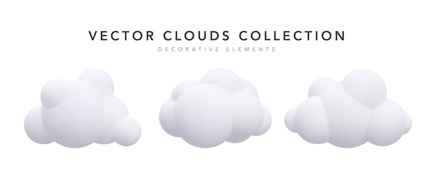 Realistic white clouds collection. Vector illustration