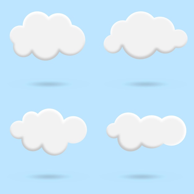 Realistic white clouds isolated on blue background