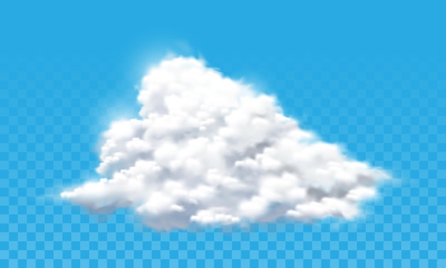 Vector realistic white clouds smoke on blue sky transparency background vector