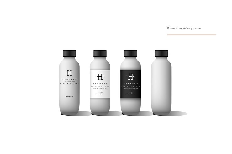 Vector realistic white cosmetic cream container. containers for lotion with different design labels.