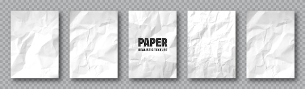 Vector realistic white crumpled paper texture rough grunge old blank torn edges vector illustration