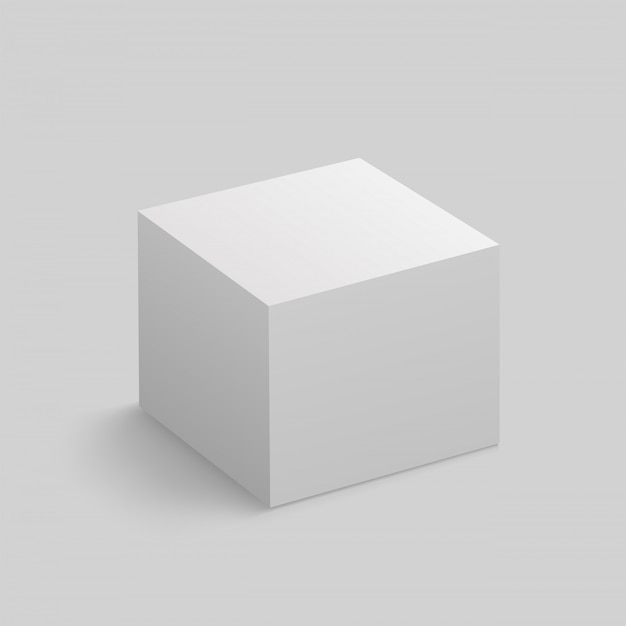 Vector realistic white cube with shadow