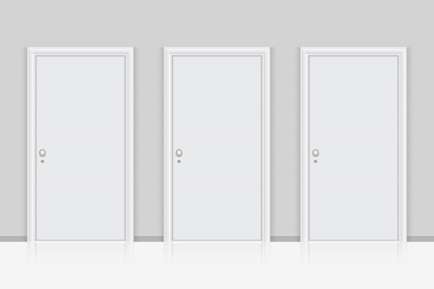 Realistic white door   illustration