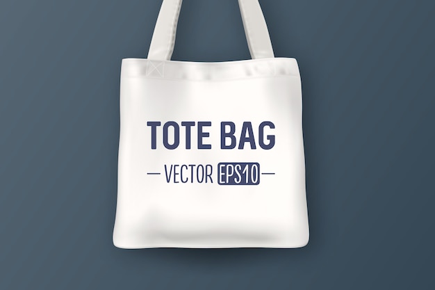 Vector realistic  white empty textile tote bag