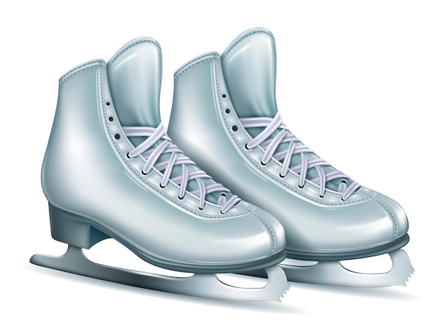 Realistic white figure skates