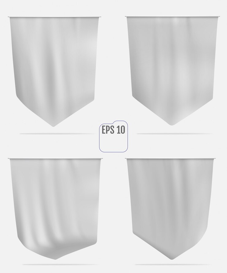 Vector realistic white flag or pennant mockup
