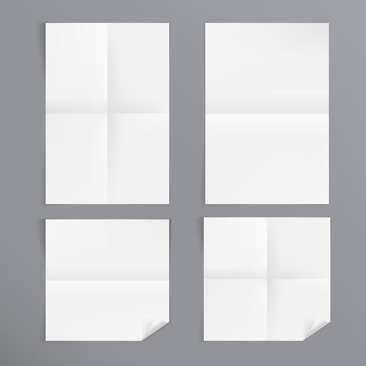 Vector realistic white folded paper with curled corner