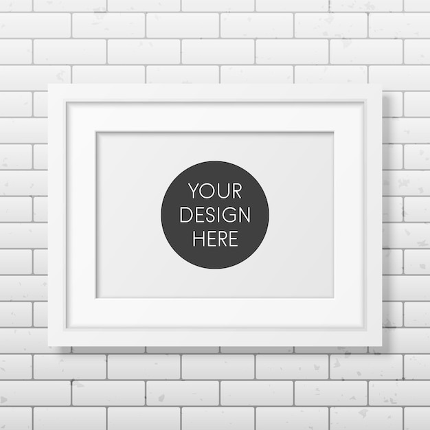 Vector realistic white frame a4 on the brick wall