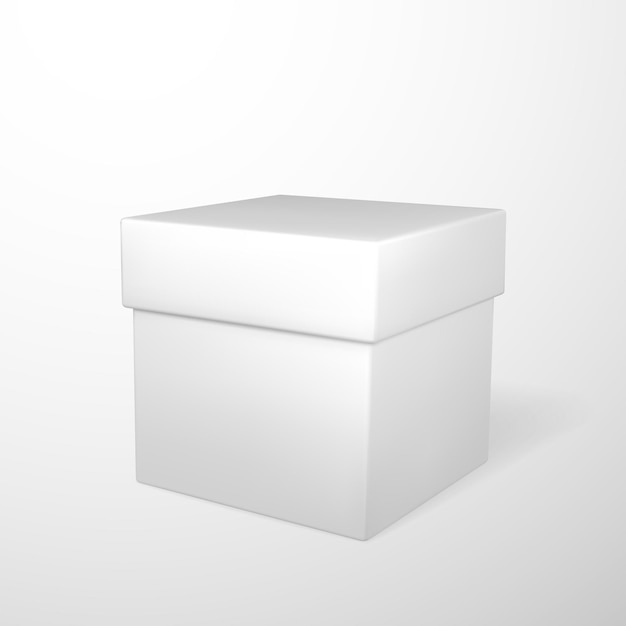 Realistic white gift box isolated