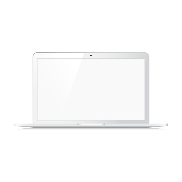 Vector realistic white laptop illustration. notebook with blank screen