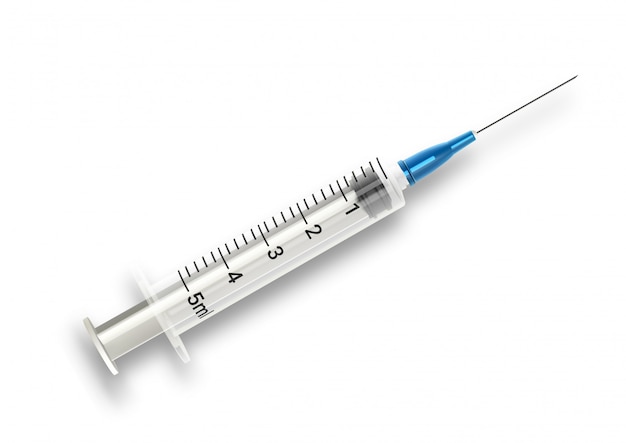  realistic white medical syringe.  template on white background.