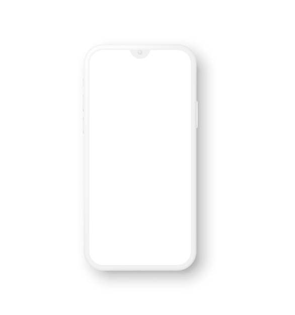 Set di smartphone mockup bianco realistico con modelli di telefoni cellulari 3d con schermo vuoto illustrazione vettoriale