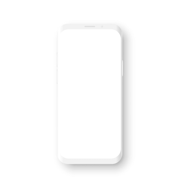 Realistic white mockup smartphone set with blank screen 3d mobile phone models vector illustration