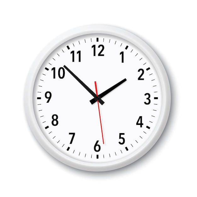 Vector realistic white modern quartz wall clock