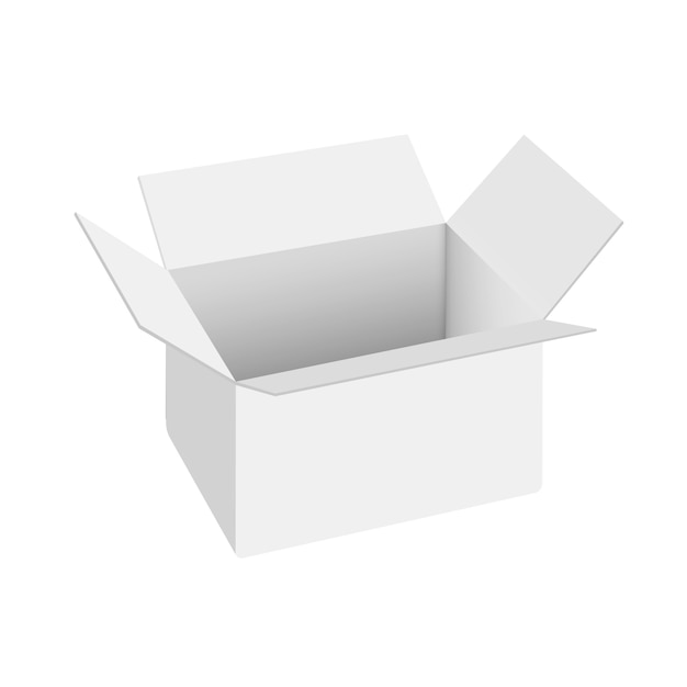 Realistic white open box