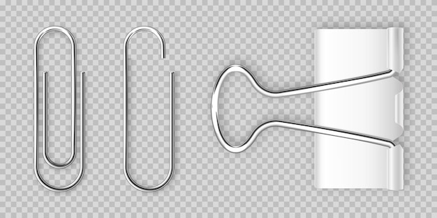 Vector realistic white paper binder and metal clip holder design mockup vector illustration