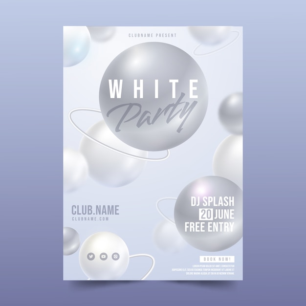 Realistic white party flyer template