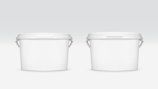 Vector realistic white plastic bucket jar