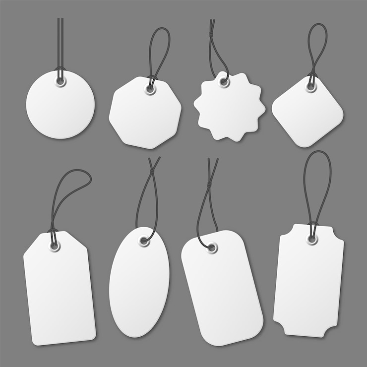 Vector realistic white price tags collection special offer or shopping discount label retail paper sticker
