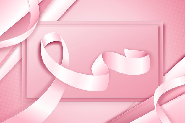 Vector realistic white ribbon on pink background