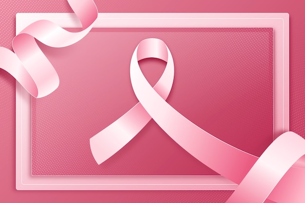 Vector realistic white ribbon on pink background