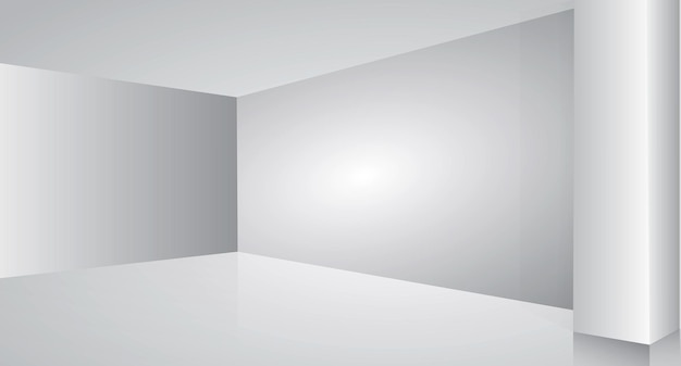 Vector realistic white room interior grey soft gradient background studio with empty wall background